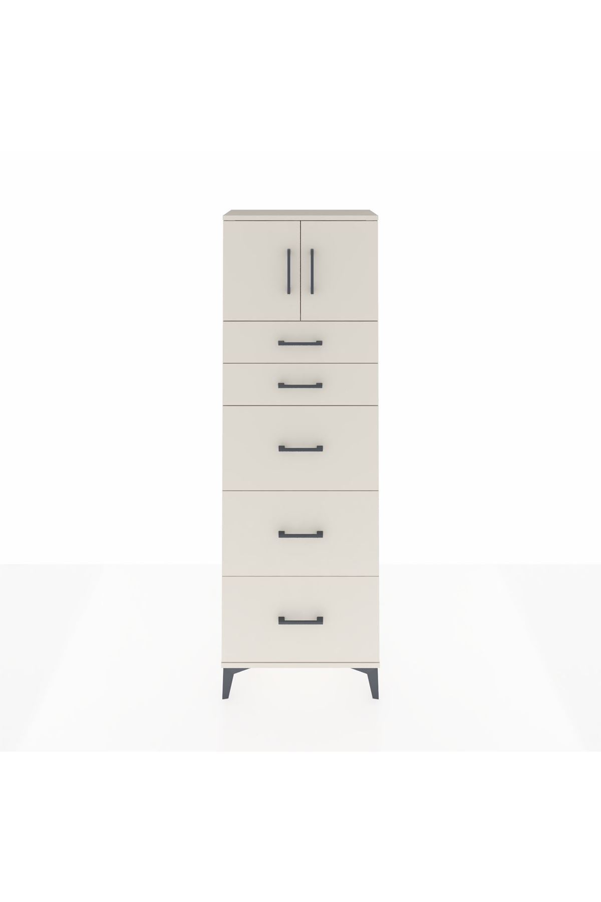 Arges Dolap Tek Raflı 5 Çekmeceli 2 Kapaklı 60x30x182 Aytaşı-Aytaşı