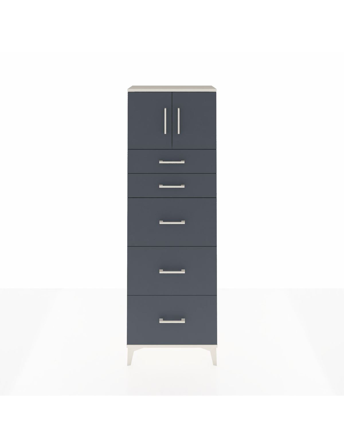 Arges Dolap Tek Raflı 5 Çekmeceli 2 Kapaklı 60x30x182 Aytaşı-Antrasit