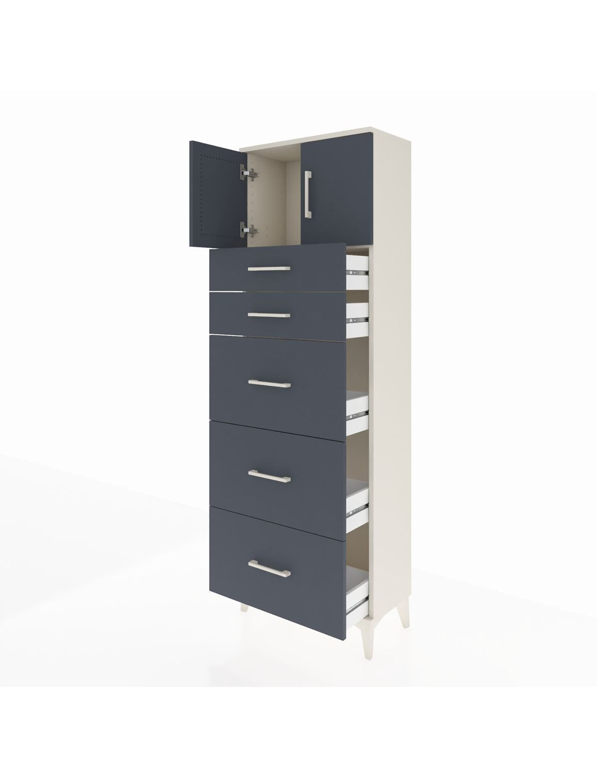 Arges Dolap Tek Raflı 5 Çekmeceli 2 Kapaklı 60x30x182 - S23M022V2A