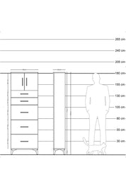 Arges Dolap Tek Raflı 5 Çekmeceli 2 Kapaklı 60x30x182 Aytaşı-Antrasit