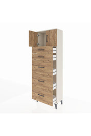 Arges Dolap Tek Raflı 5 Çekmeceli 2 Kapaklı 60x30x182 Aytaşı-Çam