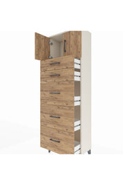 Arges Dolap Tek Raflı 5 Çekmeceli 2 Kapaklı 60x30x182 Aytaşı-Çam
