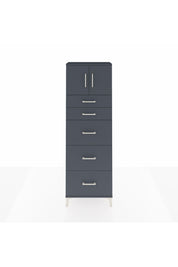 Arges Dolap Tek Raflı 5 Çekmeceli 2 Kapaklı 60x30x182 Antrasit-Antrasit