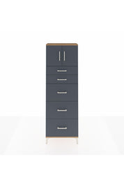 Arges Dolap Tek Raflı 5 Çekmeceli 2 Kapaklı 60x30x182 Çam-Antrasit