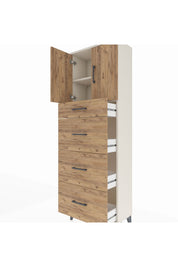 Arges Dolap 2 Raflı 4 Çekmeceli 2 Kapaklı 60x30x182 Aytaşı-Çam