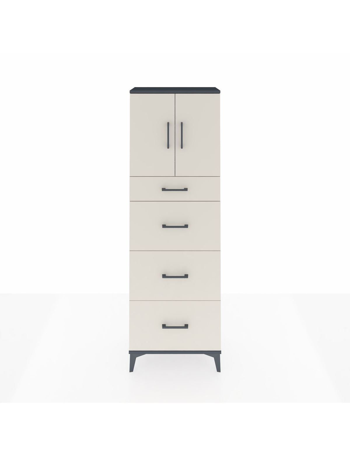 Arges Dolap 2 Raflı 4 Çekmeceli 2 Kapaklı 60x30x182 Antrasit-Aytaşı