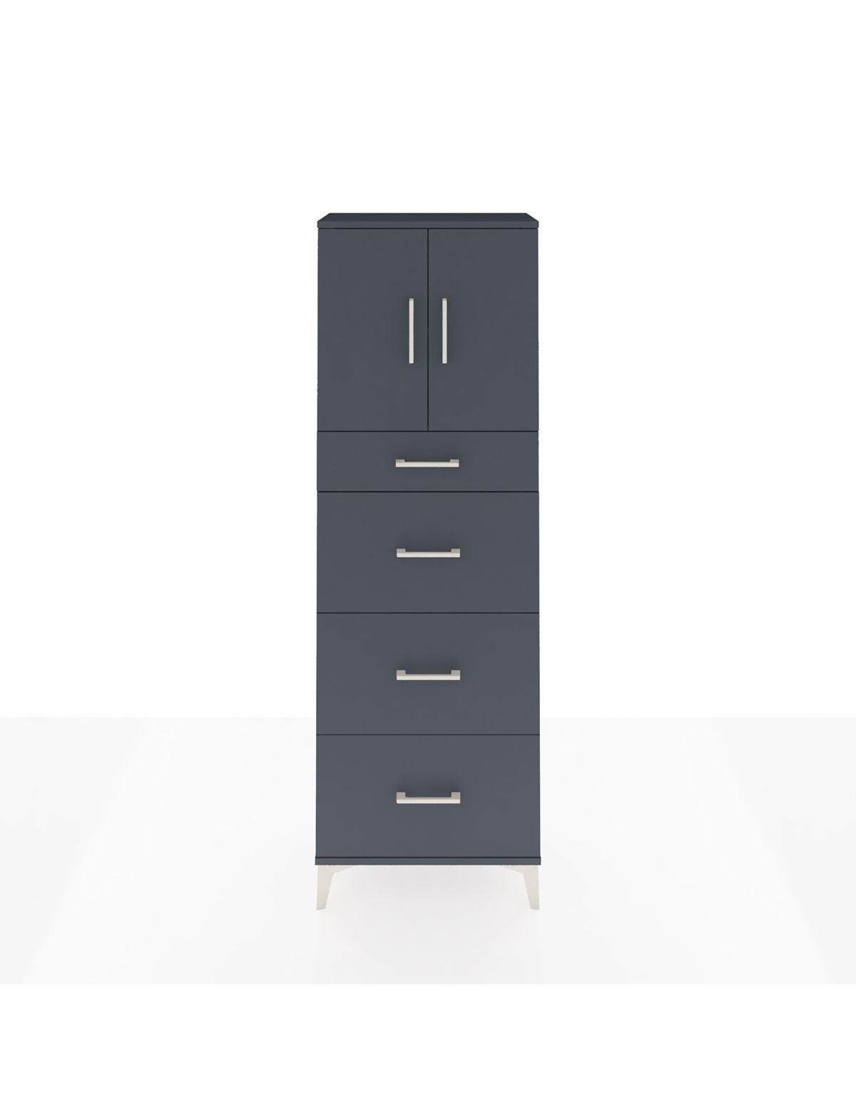 Arges Dolap 2 Raflı 4 Çekmeceli 2 Kapaklı 60x30x182 Antrasit-Antrasit