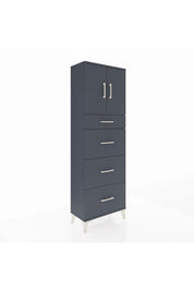 Arges Dolap 2 Raflı 4 Çekmeceli 2 Kapaklı 60x30x182 Antrasit-Antrasit