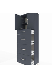 Arges Dolap 2 Raflı 4 Çekmeceli 2 Kapaklı 60x30x182 Antrasit-Antrasit