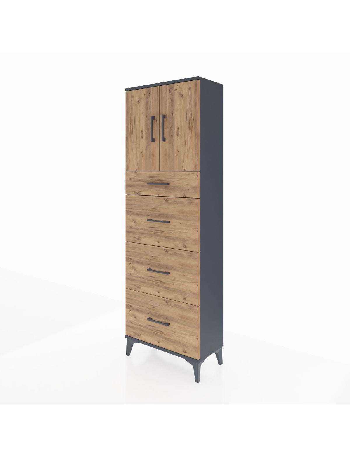 Arges Dolap 2 Raflı 4 Çekmeceli 2 Kapaklı 60x30x182 - S23M023V6A