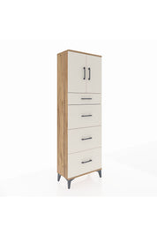 Arges Dolap 2 Raflı 4 Çekmeceli 2 Kapaklı 60x30x182 Çam-Aytaşı