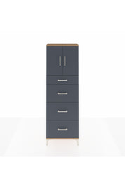 Arges Dolap 2 Raflı 4 Çekmeceli 2 Kapaklı 60x30x182 Çam-Antrasit