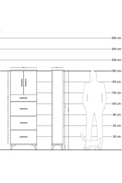Arges Dolap 2 Raflı 4 Çekmeceli 2 Kapaklı 60x30x182 Çam-Aytaşı