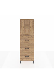 Arges Dolap 2 Raflı 4 Çekmeceli 2 Kapaklı 60x30x182 Çam-Çam