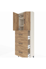 Arges Dolap 3 Raflı 3 Çekmeceli 2 Kapaklı 60x30x182 Aytaşı-Çam
