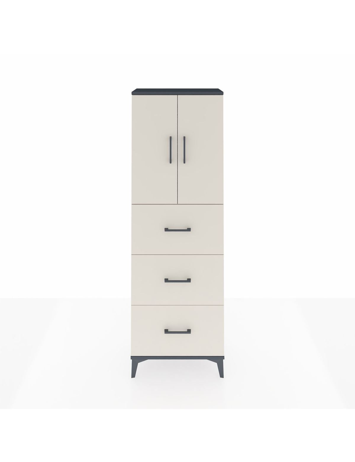 Arges Dolap 3 Raflı 3 Çekmeceli 2 Kapaklı 60x30x182 Antrasit-Aytaşı