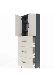 Arges Dolap 3 Raflı 3 Çekmeceli 2 Kapaklı 60x30x182 Antrasit-Aytaşı