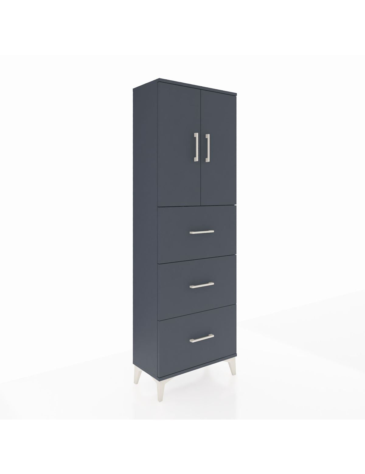 Arges Dolap 3 Raflı 3 Çekmeceli 2 Kapaklı 60x30x182 Antrasit-Antrasit