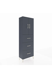 Arges Dolap 3 Raflı 3 Çekmeceli 2 Kapaklı 60x30x182 Antrasit-Antrasit