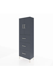 Arges Dolap 3 Raflı 3 Çekmeceli 2 Kapaklı 60x30x182 Antrasit-Antrasit