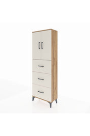 Arges Dolap 3 Raflı 3 Çekmeceli 2 Kapaklı 60x30x182 Çam-Aytaşı