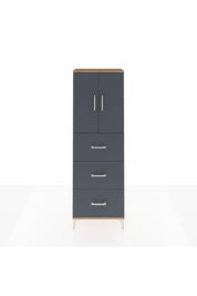 Arges Dolap 3 Raflı 3 Çekmeceli 2 Kapaklı 60x30x182 Çam-Antrasit