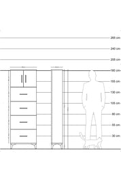 Arges Dolap 2 Raflı 4 Çekmeceli 2 Kapaklı 60x30x182 Aytaşı-Antrasit