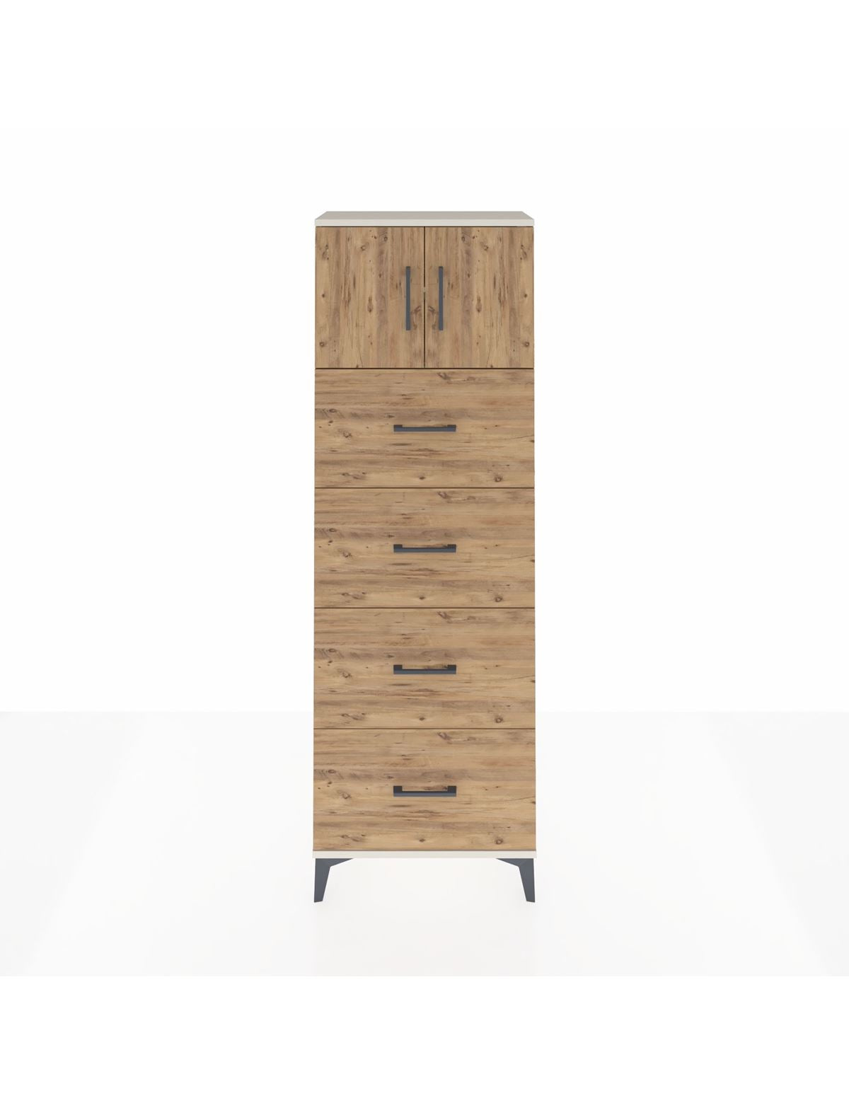 Arges Dolap 2 Raflı 4 Çekmeceli 2 Kapaklı 60x30x182 Aytaşı-Çam