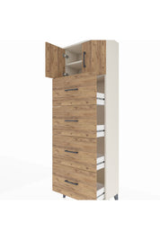 Arges Dolap 2 Raflı 4 Çekmeceli 2 Kapaklı 60x30x182 Aytaşı-Çam