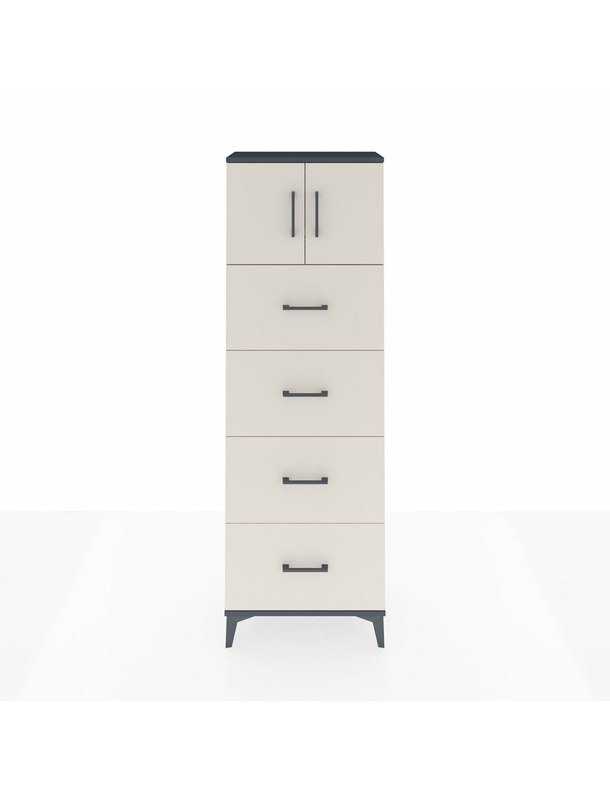 Arges Dolap 2 Raflı 4 Çekmeceli 2 Kapaklı 60x30x182 Antrasit-Aytaşı