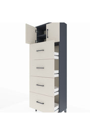 Arges Dolap 2 Raflı 4 Çekmeceli 2 Kapaklı 60x30x182 Antrasit-Aytaşı