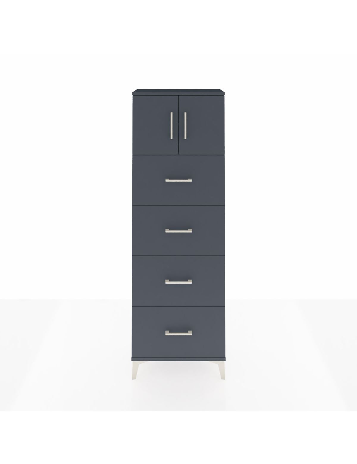 Arges Dolap 2 Raflı 4 Çekmeceli 2 Kapaklı 60x30x182 Antrasit-Antrasit