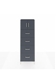 Arges Dolap 2 Raflı 4 Çekmeceli 2 Kapaklı 60x30x182 Antrasit-Antrasit