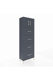 Arges Dolap 2 Raflı 4 Çekmeceli 2 Kapaklı 60x30x182 Antrasit-Antrasit