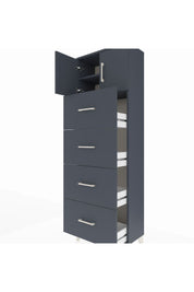 Arges Dolap 2 Raflı 4 Çekmeceli 2 Kapaklı 60x30x182 Antrasit-Antrasit