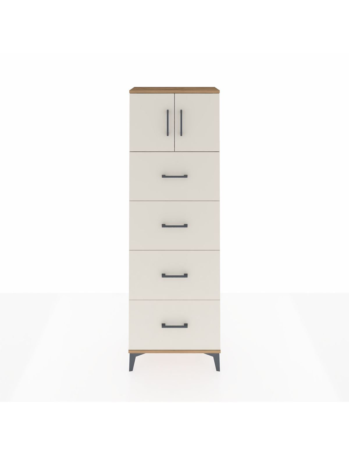 Arges Dolap 2 Raflı 4 Çekmeceli 2 Kapaklı 60x30x182 Çam-Aytaşı