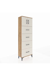 Arges Dolap 2 Raflı 4 Çekmeceli 2 Kapaklı 60x30x182 Çam-Aytaşı