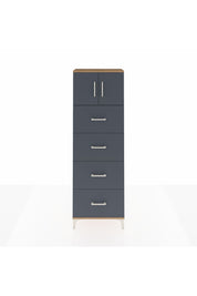 Arges Dolap 2 Raflı 4 Çekmeceli 2 Kapaklı 60x30x182 Çam-Antrasit