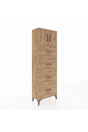 Arges Dolap 2 Raflı 4 Çekmeceli 2 Kapaklı 60x30x182 Çam-Çam