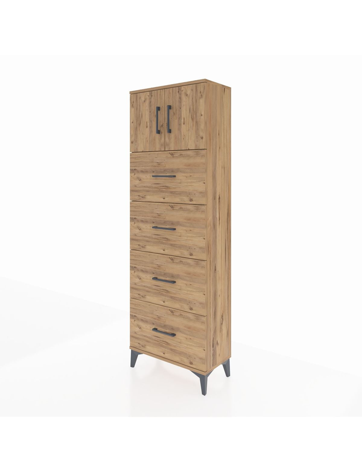 Arges Dolap 2 Raflı 4 Çekmeceli 2 Kapaklı 60x30x182 - S23M025V9A