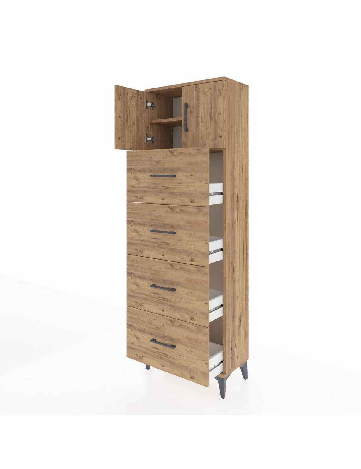 Arges Dolap 2 Raflı 4 Çekmeceli 2 Kapaklı 60x30x182 - S23M025V9A