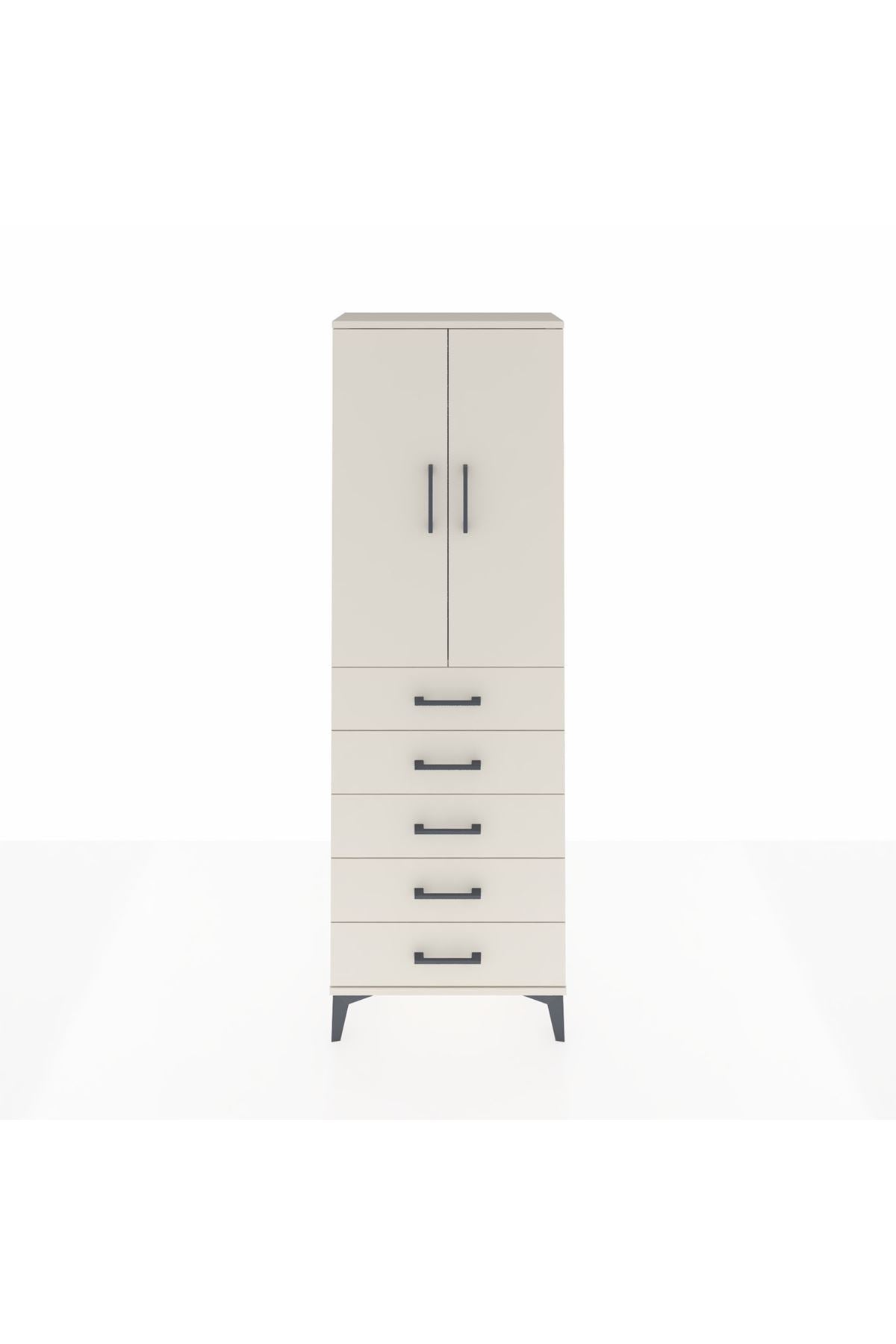 Arges Dolap Tek Raflı 5 Çekmeceli Tek Askılı 60x30x182 Aytaşı-Aytaşı