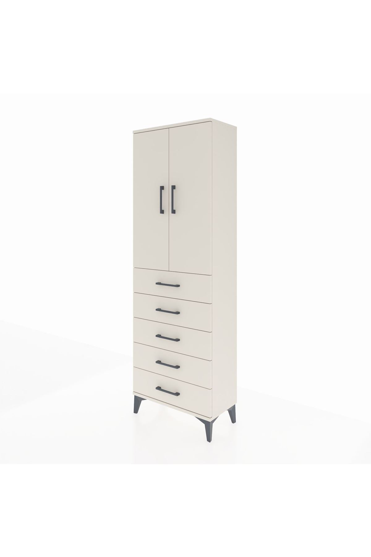 Arges Dolap Tek Raflı 5 Çekmeceli Tek Askılı 60x30x182 Aytaşı-Aytaşı