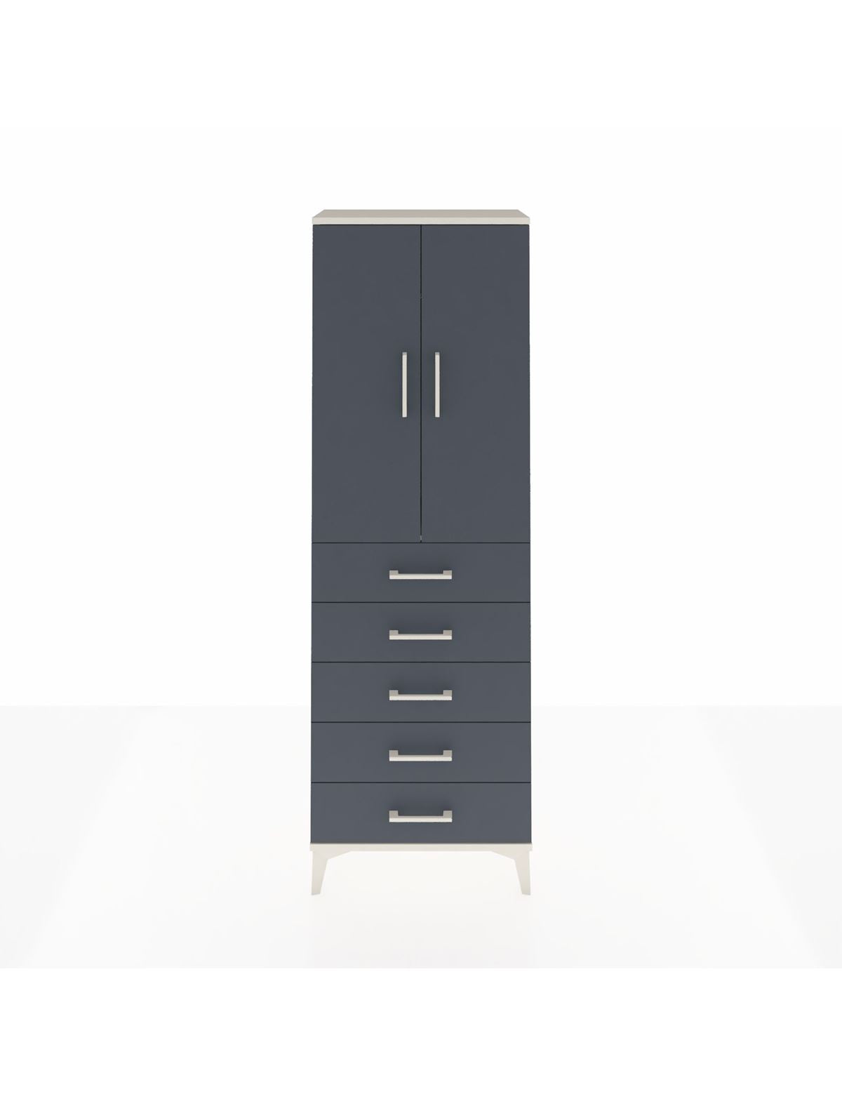 Arges Dolap Tek Raflı 5 Çekmeceli Tek Askılı 60x30x182 Aytaşı-Antrasit