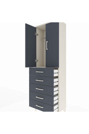 Arges Dolap Tek Raflı 5 Çekmeceli Tek Askılı 60x30x182 Aytaşı-Antrasit