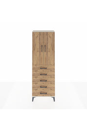 Arges Dolap Tek Raflı 5 Çekmeceli Tek Askılı 60x30x182 Aytaşı-Çam