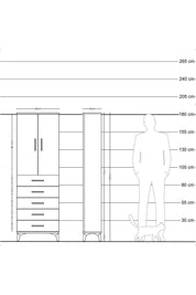 Arges Dolap Tek Raflı 5 Çekmeceli Tek Askılı 60x30x182 Aytaşı-Çam