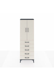 Arges Dolap Tek Raflı 5 Çekmeceli Tek Askılı 60x30x182 Antrasit-Aytaşı