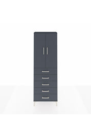 Arges Dolap Tek Raflı 5 Çekmeceli Tek Askılı 60x30x182 Antrasit-Antrasit
