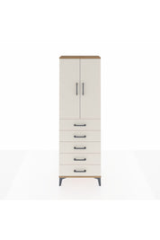 Arges Dolap Tek Raflı 5 Çekmeceli Tek Askılı 60x30x182 Çam-Aytaşı